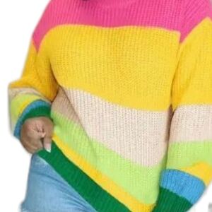 Colorful Striped Sweater, Pullover Spring Summer Colors, Size S, M, L